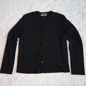 Women's Size Medium Casual Corner Essentials Black Jersey Cardigan, Like New